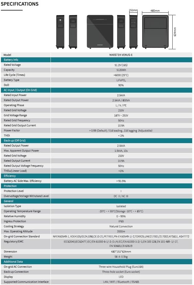 Marstek Venus E 3.0, 5120 Wh Stromspeicher für Balkonkraftwerk